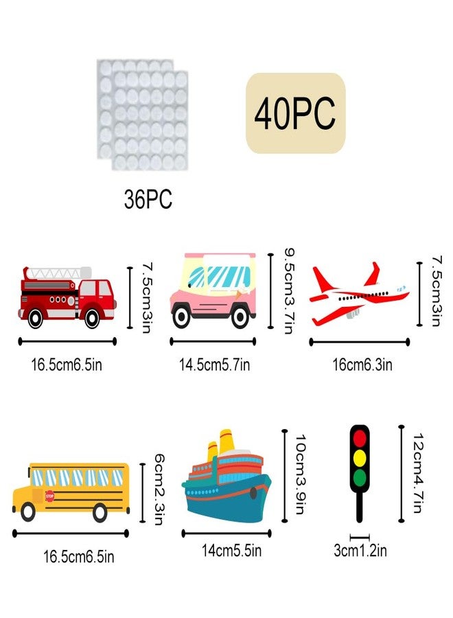 BEUNITONE 40PCS Transportation Felt Board Pieces Large Car Felt Story Board Set Colorful Storytelling Flannel Board Interactive Early Learning Teaching Play Kits for Classroom Christmas Birthday Gift - Image 3